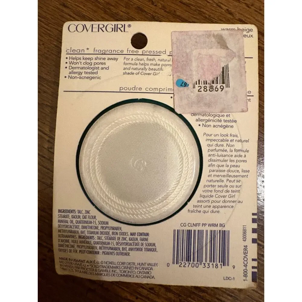 Covergirl Clean Fragrance-Free Pressed Powder, Warm Beige # 245 .39 oz